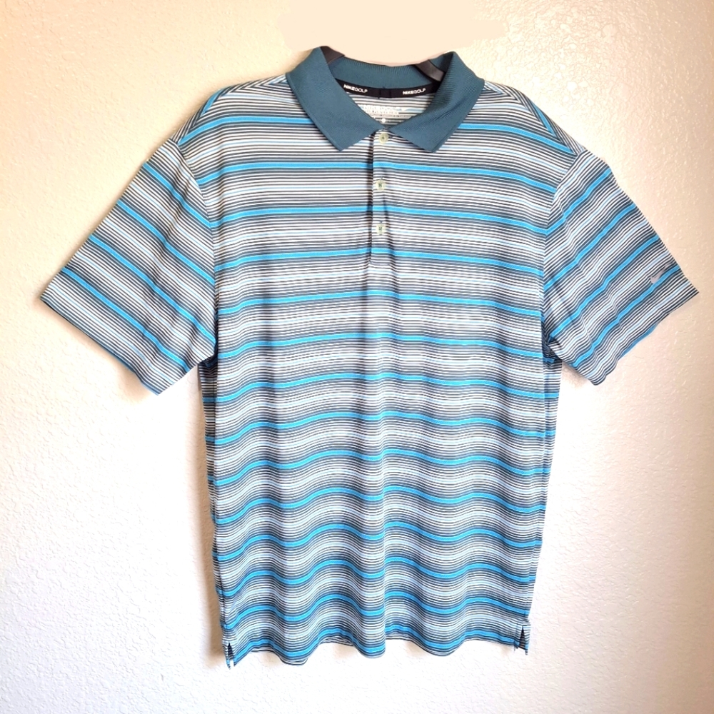 Nike Golf Mens Large Collared Climacool Striped Polo Large